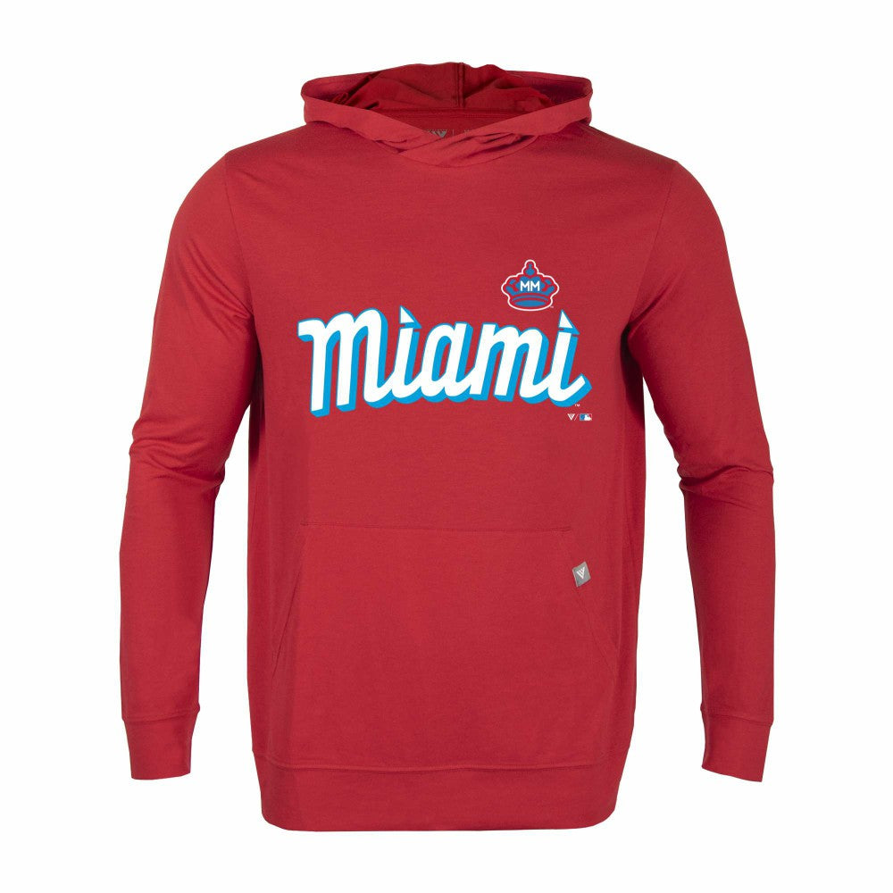 Miami Marlins Levelwear City Connect Relay Core Logo Pullover Hoodie Red