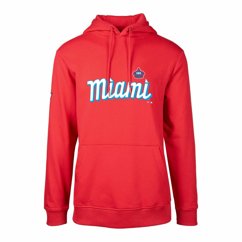 Miami Marlins Levelwear City Connect Podium Core Logo Pullover Hoodie Red