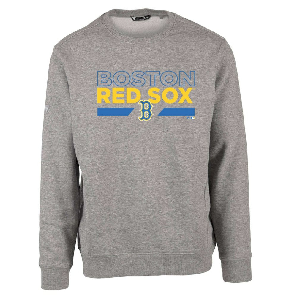 Boston Red Sox Levelwear City Connect Zane No Hitter Pullover Sweatshirt Heather Gray