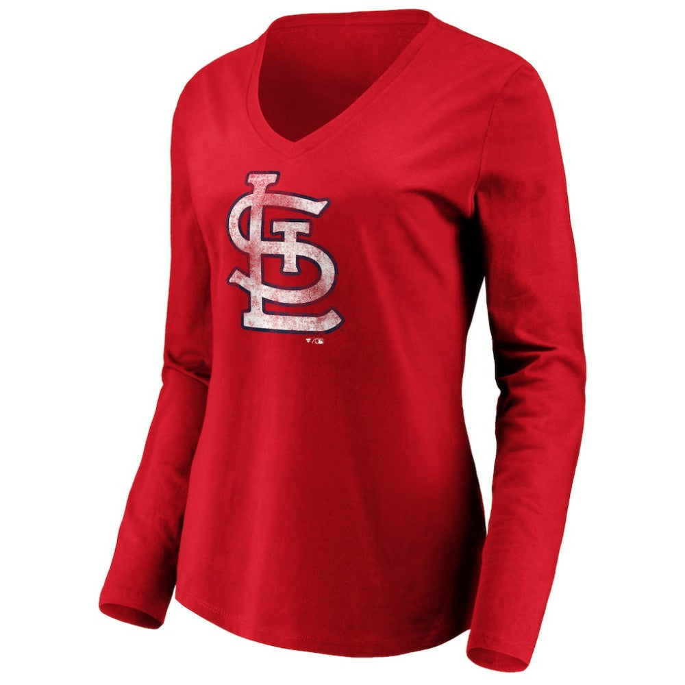 St. Louis Cardinals Women's Team Long Sleeve V-Neck T-Shirt Red