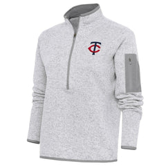 Minnesota Twins Antigua Women's Fortune Quarter-Zip Pullover Jacket Heather Gray