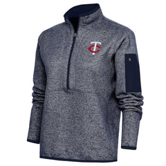 Minnesota Twins Antigua Women's Fortune Quarter-Zip Pullover Jacket Heather Navy