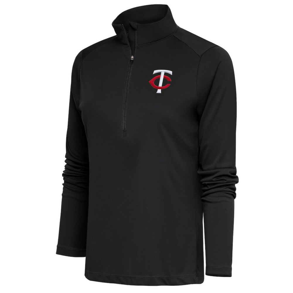 Minnesota Twins Antigua Women's Tribute Half-Zip Pullover Top Gray