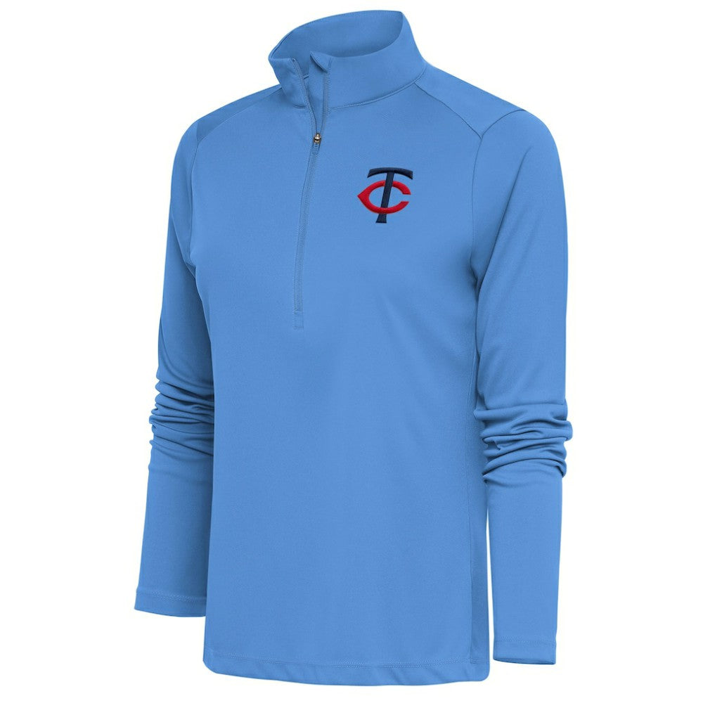 Minnesota Twins Antigua Women's Tribute Half-Zip Pullover Top Light Blue