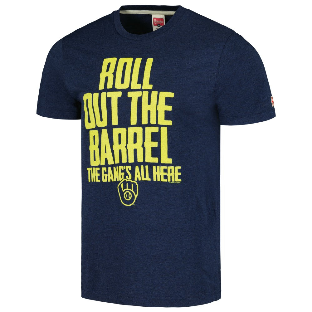 Milwaukee Brewers Homage Gangs All Here Hyper Local Tri-Blend T-Shirt Navy