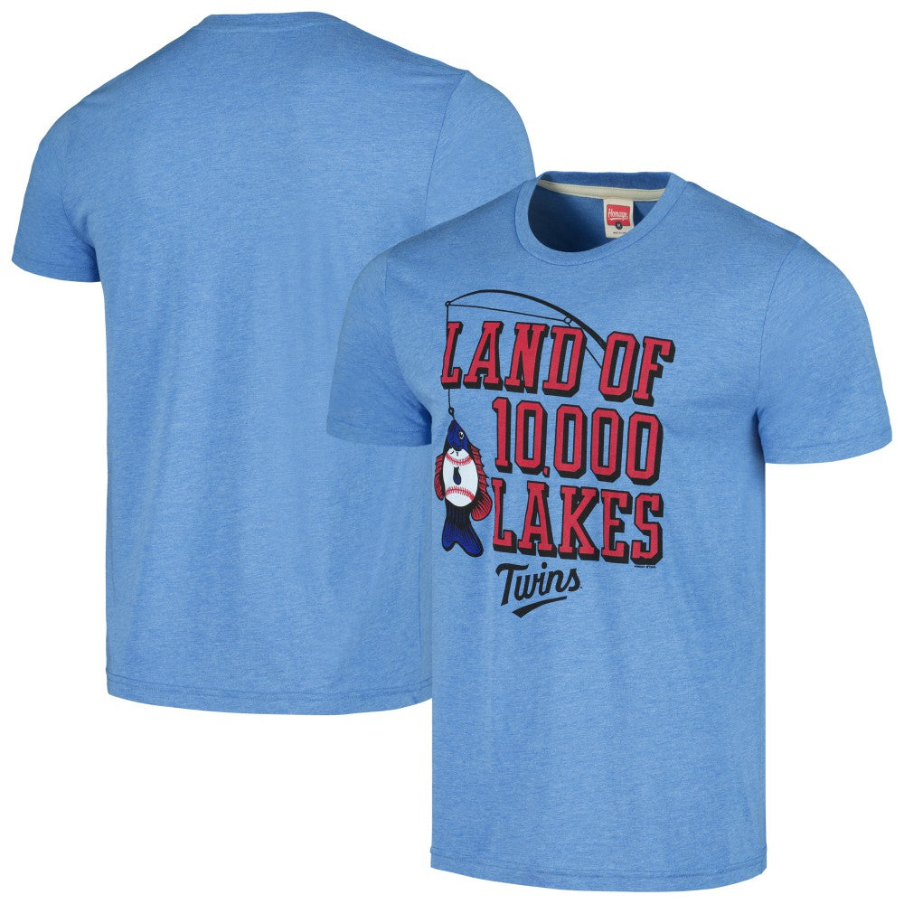 Minnesota Twins Homage Land of 10,000 Lakes Hyper Local Tri-Blend T-Shirt Light Blue