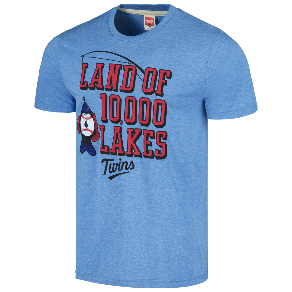Minnesota Twins Homage Land of 10,000 Lakes Hyper Local Tri-Blend T-Shirt Light Blue