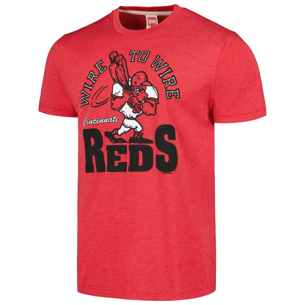 Cincinnati Reds Homage Doodle Collection Wire to Wire Tri-Blend T-Shirt Red