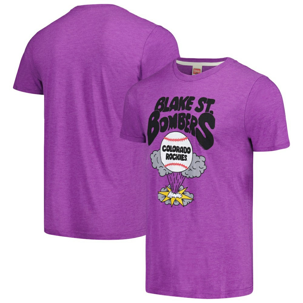 Colorado Rockies Homage Doodle Collection Blake St. Bombers Tri-Blend T-Shirt Purple