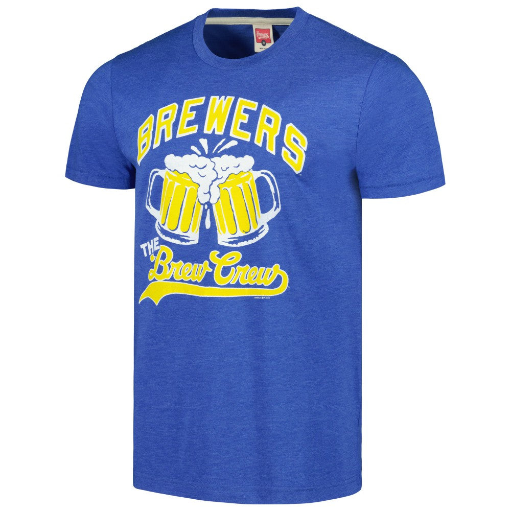 Milwaukee Brewers Homage Doodle Collection The Brew Crew Tri-Blend T-Shirt Royal
