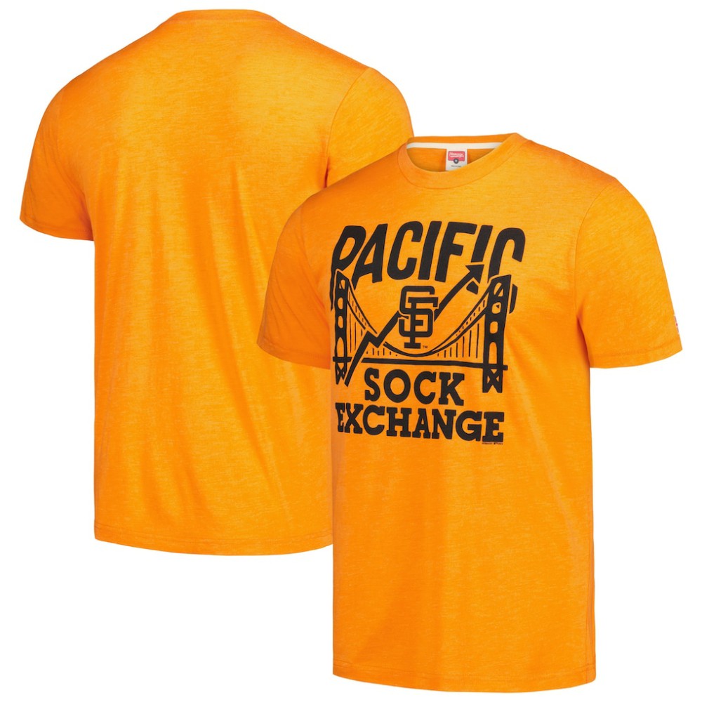 San Francisco Giants Homage Doodle Collection Pacific Sock Exchange Tri-Blend T-Shirt Orange