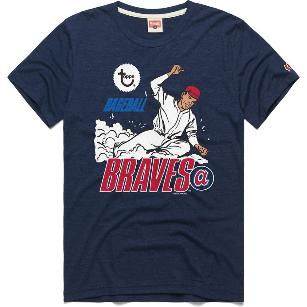 Atlanta Braves Homage x Topps Tri-Blend T-Shirt Navy