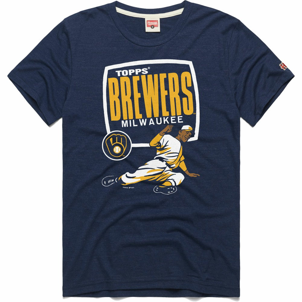 Milwaukee Brewers Homage x Topps Tri-Blend T-Shirt Navy