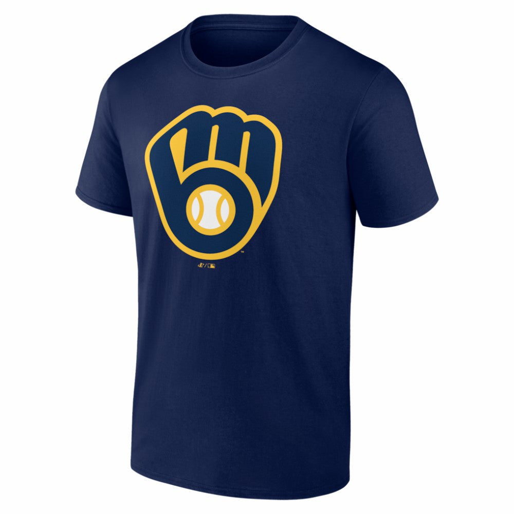 Milwaukee Brewers Logo Athletic Official Logo T-Shirt Navy