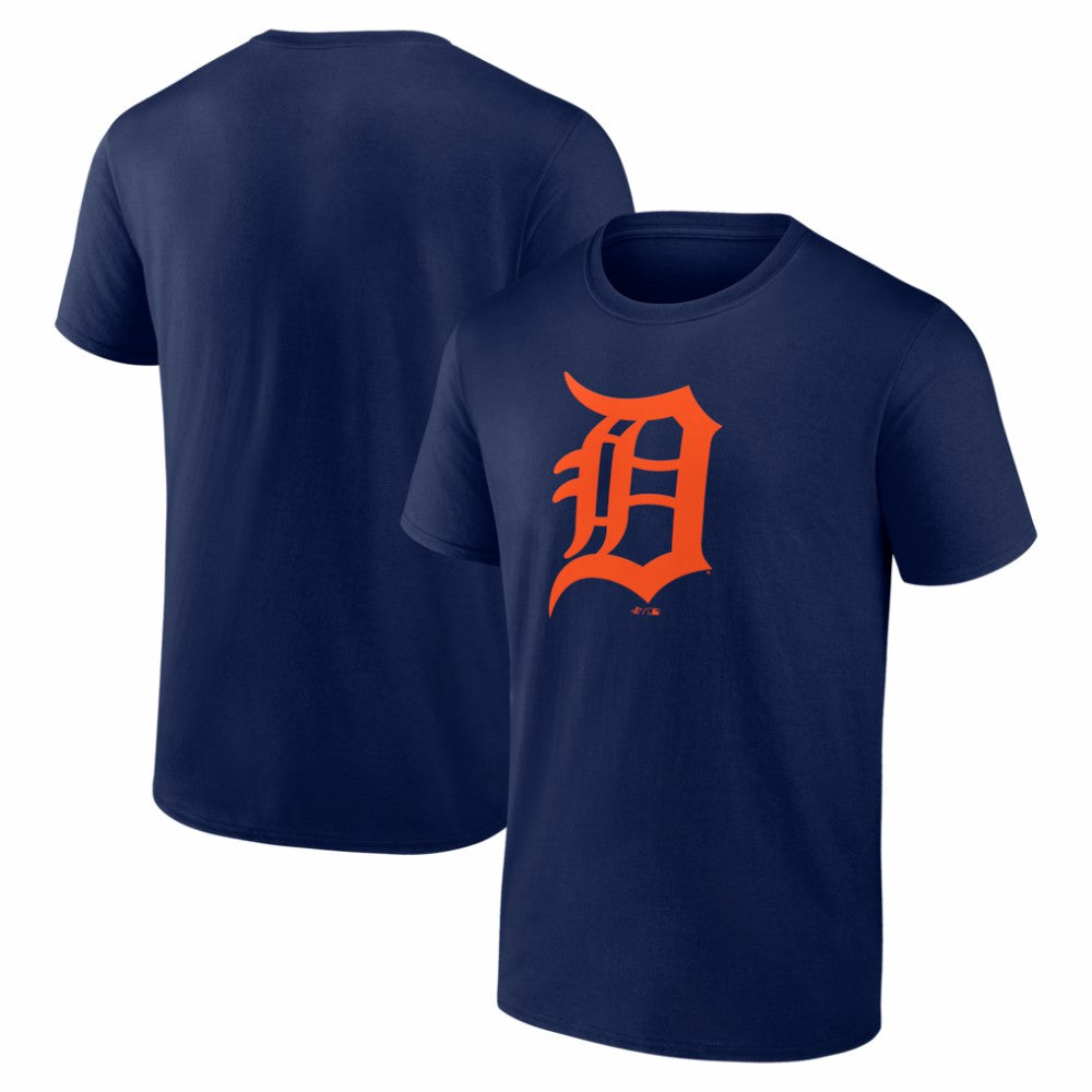 Detroit Tigers Logo Athletic Official Logo T-Shirt Navy