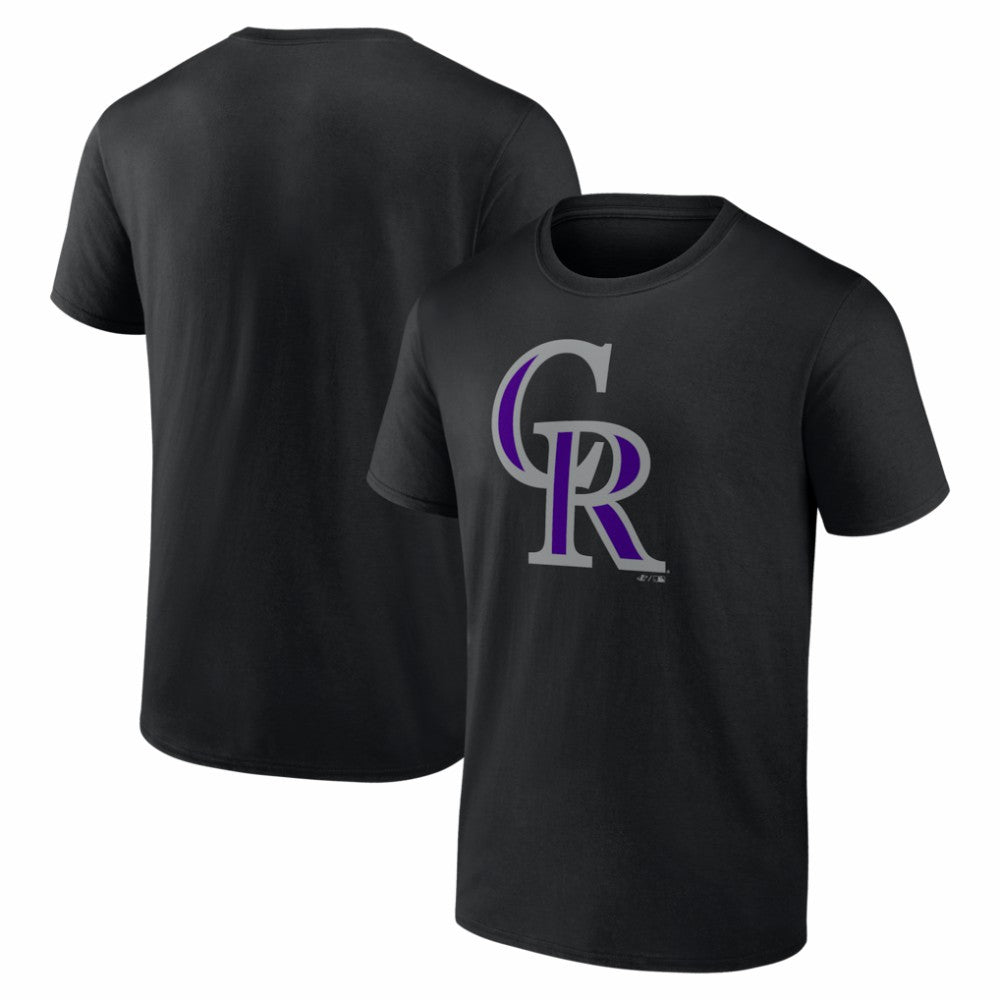 Colorado Rockies Logo Athletic Official Logo T-Shirt Black