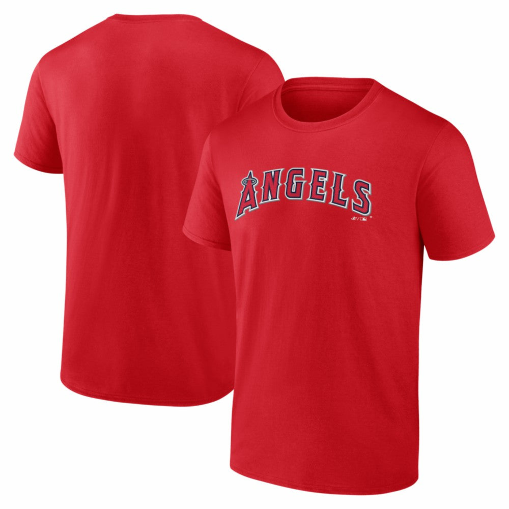 Los Angeles Angels Logo Athletic Wordmark T-Shirt Red