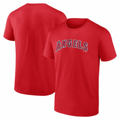 Los Angeles Angels Logo Athletic Wordmark T-Shirt Red