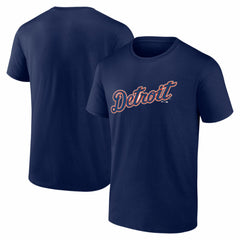 Detroit Tigers Logo Athletic Wordmark T-Shirt Navy
