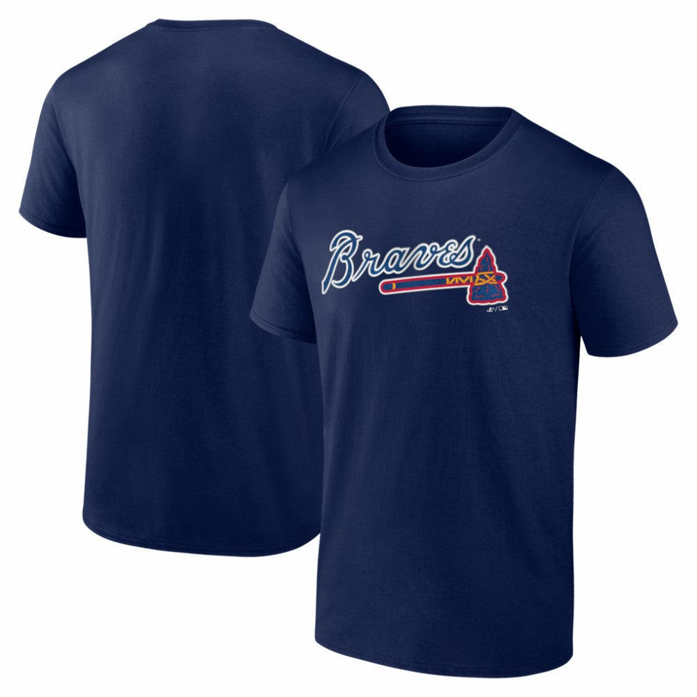 Atlanta Braves Logo Athletic Wordmark T-Shirt Navy