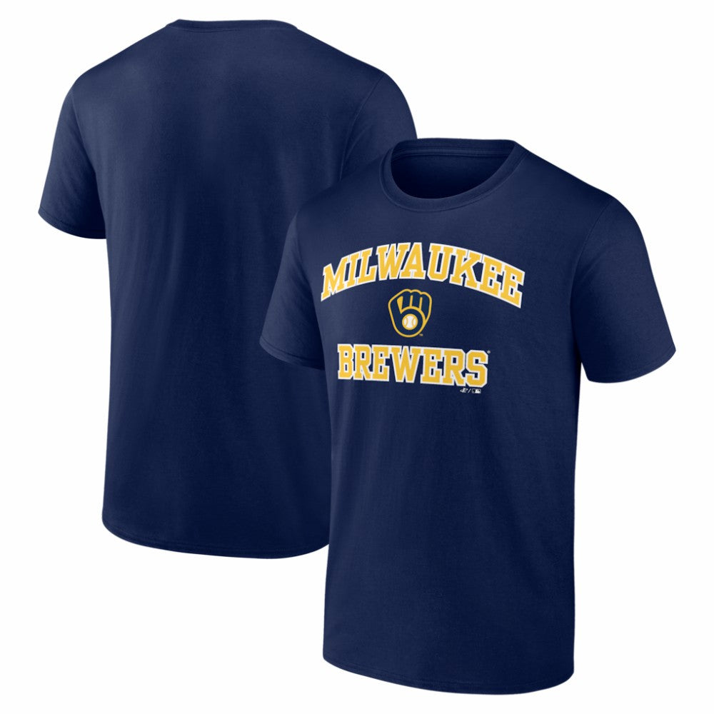 Milwaukee Brewers Logo Athletic Heart and Soul T-Shirt Navy