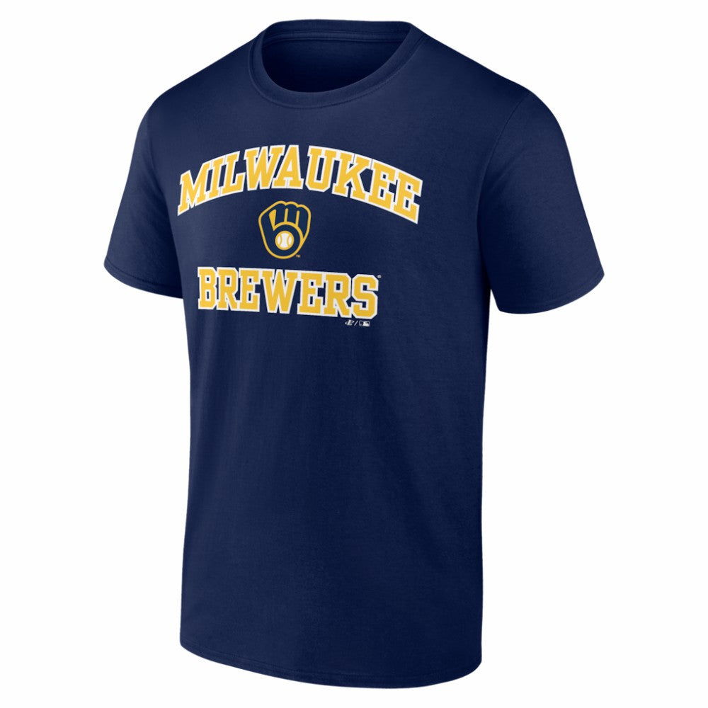 Milwaukee Brewers Logo Athletic Heart and Soul T-Shirt Navy