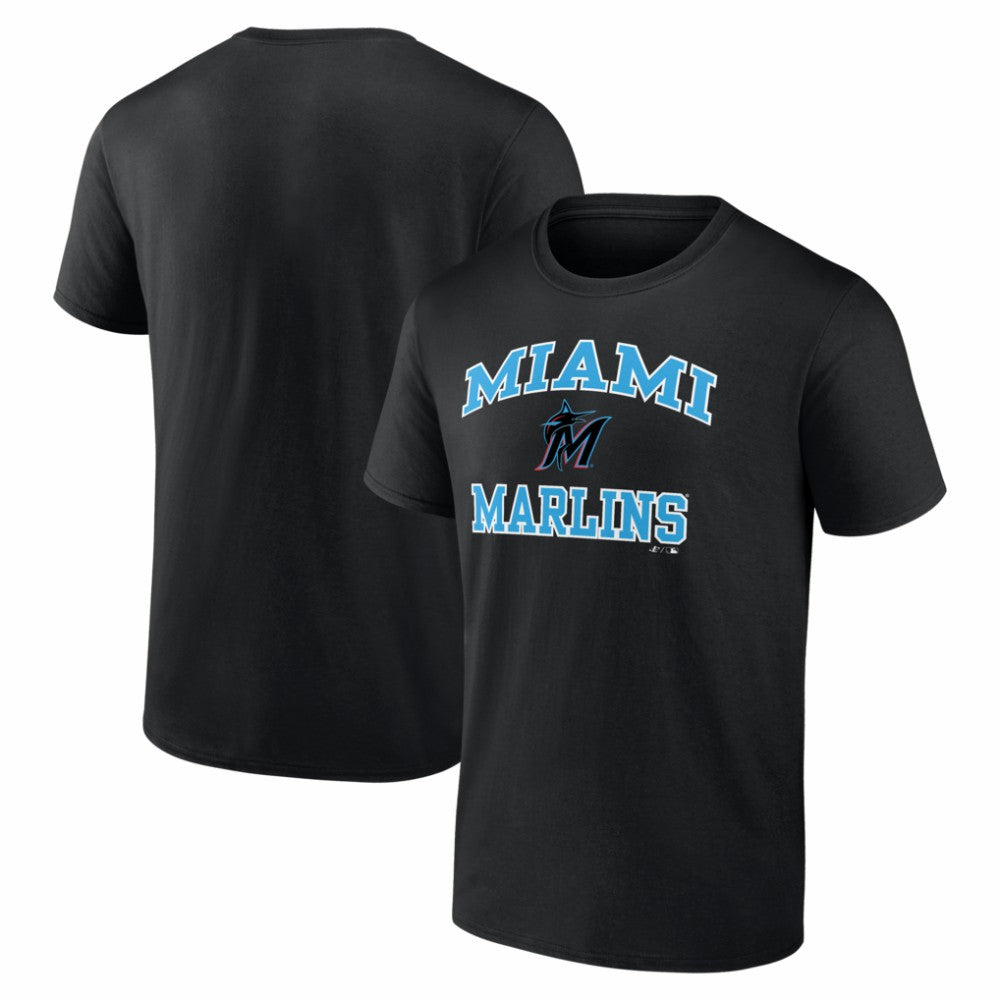 Miami Marlins Logo Athletic Heart and Soul T-Shirt Black