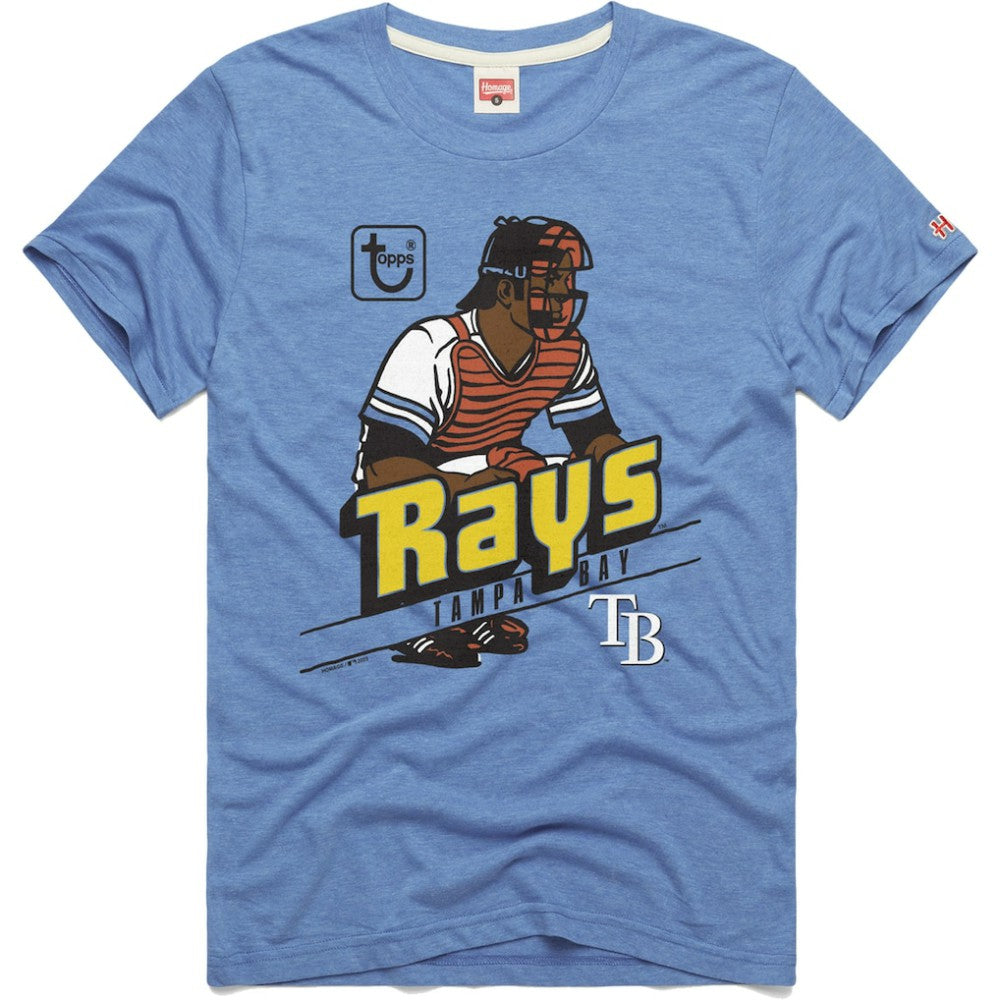 Tampa Bay Rays Homage x Topps Tri-Blend T-Shirt Light Blue