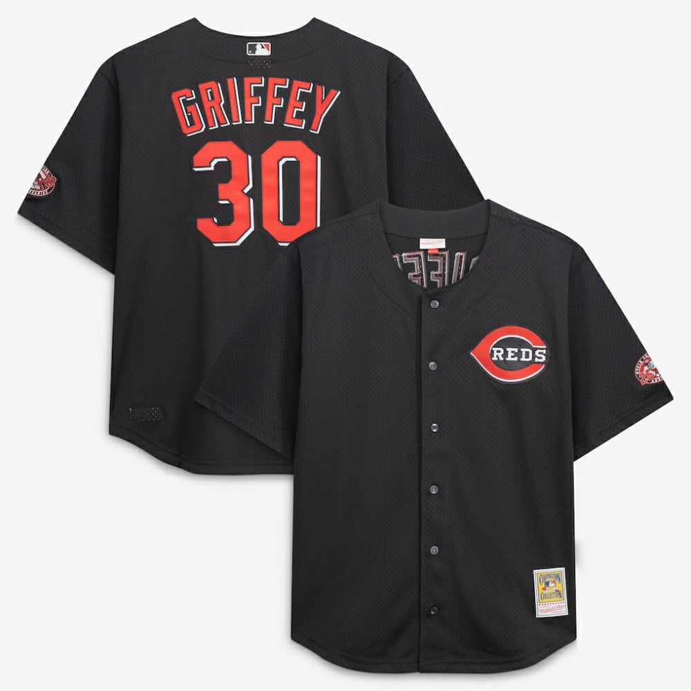 Ken Griffey Jr. Cincinnati Reds Big & Tall Cooperstown Mesh Batting Practice Jersey Black | Mitchell & Ness