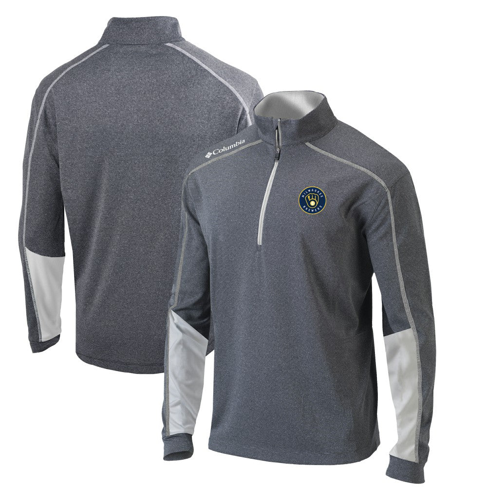 Milwaukee Brewers Omni-Wick Shotgun 2.0 Quarter-Zip Pullover Top Charcoal/White | Columbia