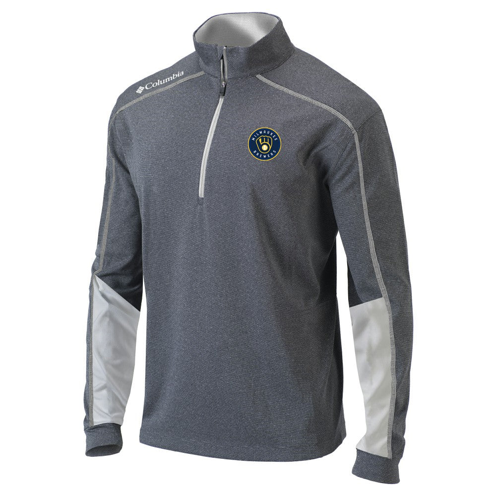 Milwaukee Brewers Omni-Wick Shotgun 2.0 Quarter-Zip Pullover Top Charcoal/White | Columbia