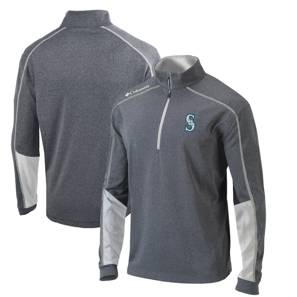 Seattle Mariners Omni-Wick Shotgun 2.0 Quarter-Zip Pullover Top Charcoal/White | Columbia
