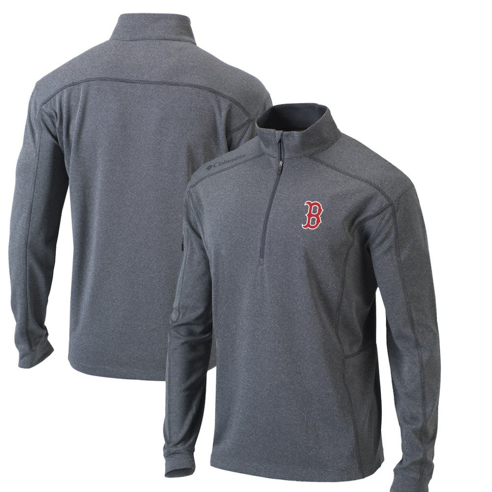 Boston Red Sox Omni-Wick Shotgun Quarter-Zip Pullover Top Heather Gray | Columbia