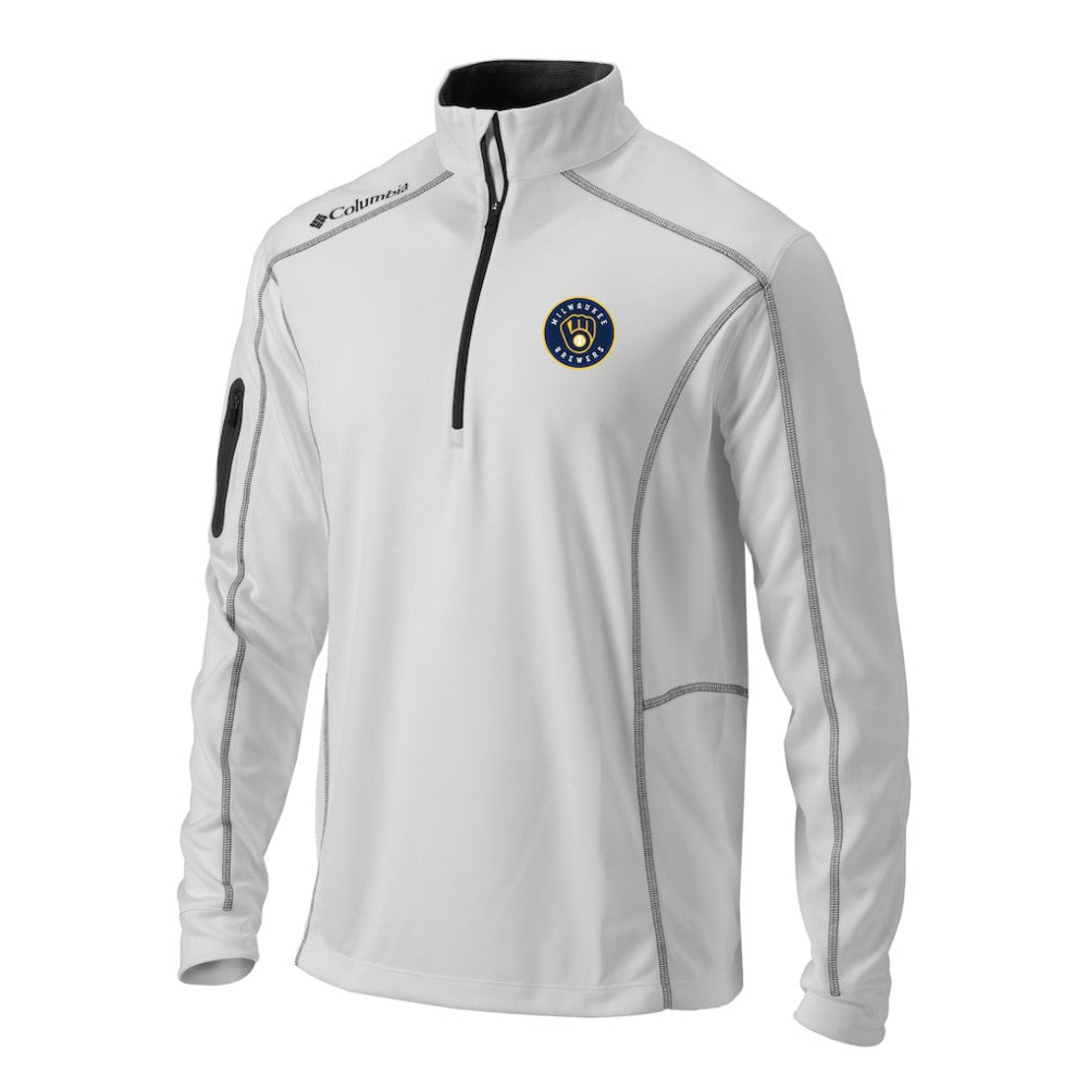 Milwaukee Brewers Omni-Wick Shotgun Quarter-Zip Pullover Top White | Columbia