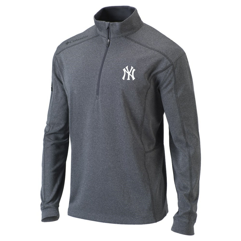 New York Yankees Omni-Wick Shotgun Quarter-Zip Pullover Top Heather Gray | Columbia