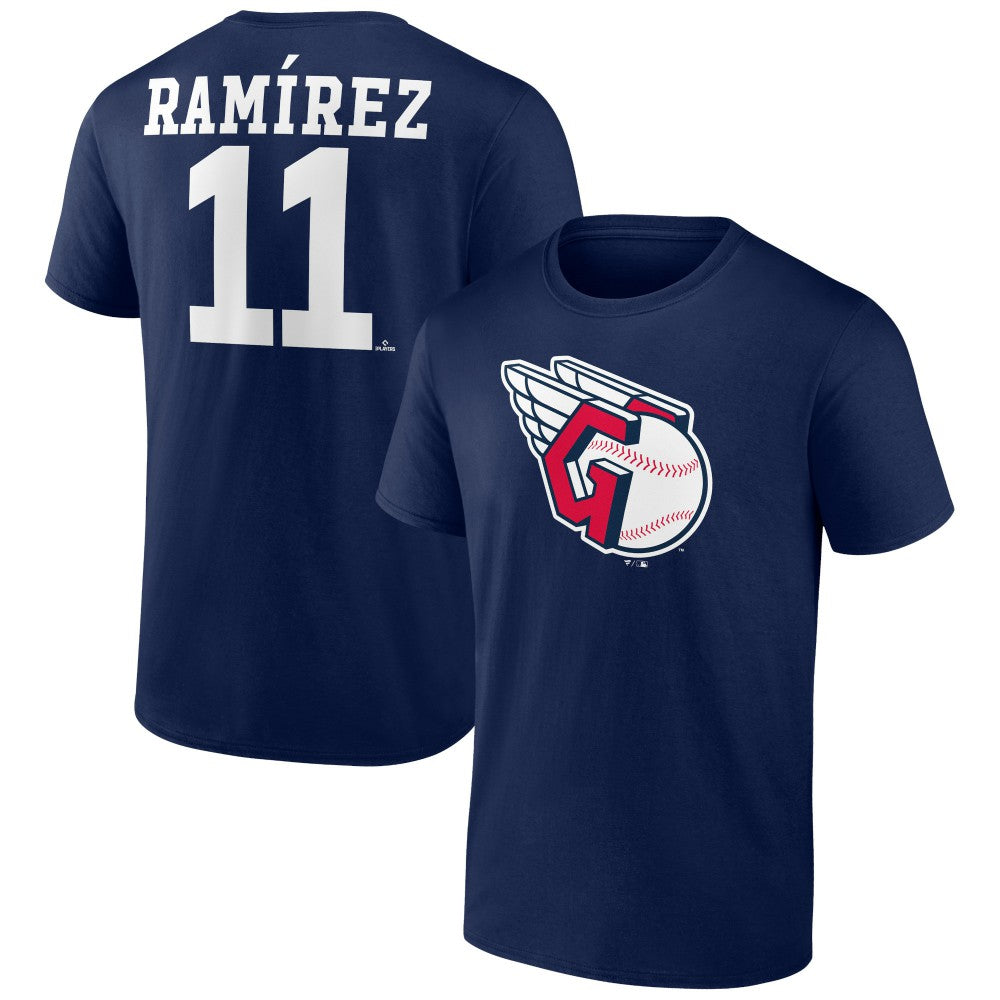 Jose Ramirez Cleveland Guardians Player Icon Name & Number T-Shirt Navy