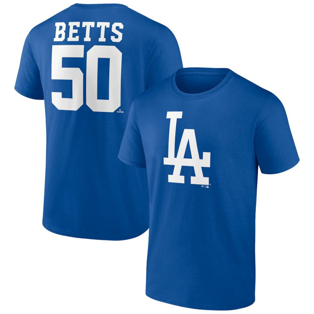 Mookie Betts Los Angeles Dodgers Player Icon Name & Number T-Shirt Royal