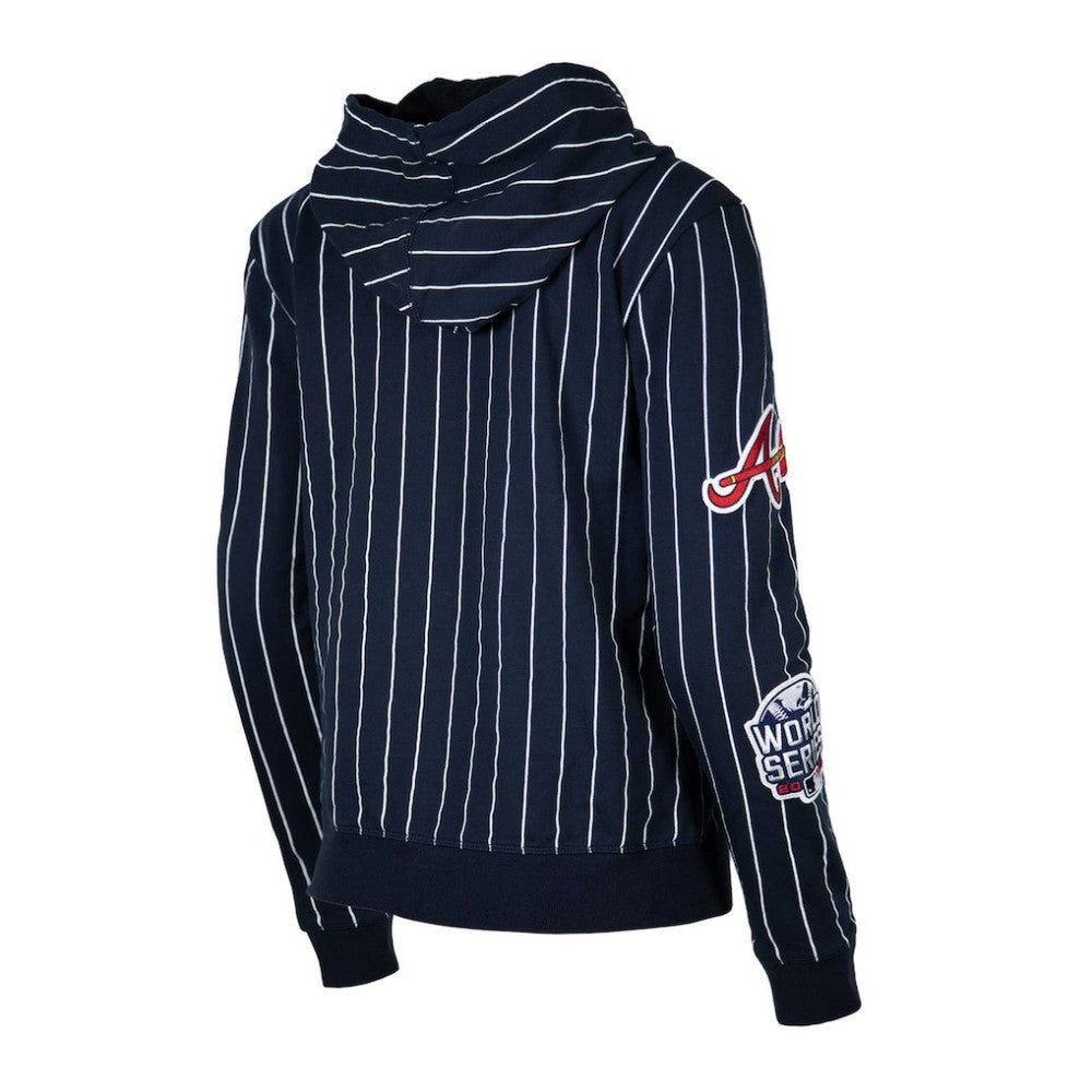 Atlanta Braves Women's Pinstripe Tri-Blend Full-Zip Hoodie Jacket Navy | New Era