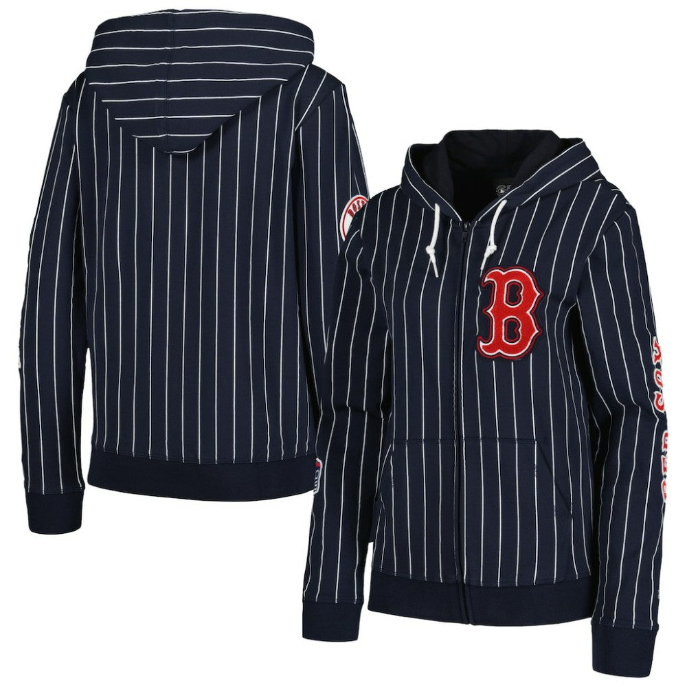 Boston Red Sox Women's Pinstripe Tri-Blend Full-Zip Jacket Navy | New Era