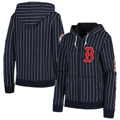 Boston Red Sox Women's Pinstripe Tri-Blend Full-Zip Jacket Navy | New Era