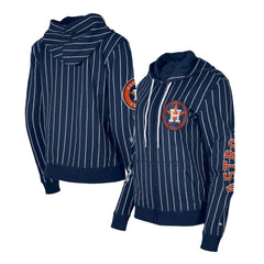 Houston Astros Women's Pinstripe Tri-Blend Full-Zip Hoodie Jacket Navy | New Era