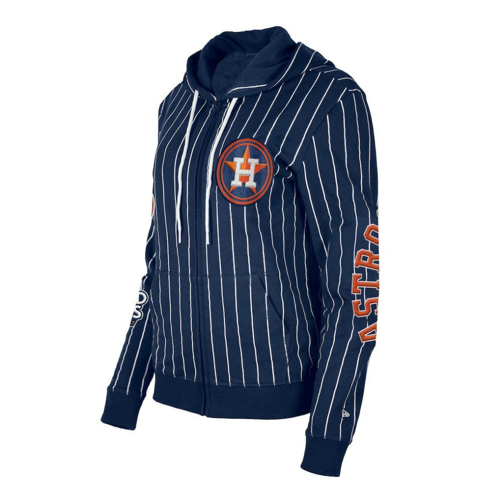 Houston Astros Women's Pinstripe Tri-Blend Full-Zip Hoodie Jacket Navy | New Era