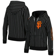 San Francisco Giants Women's Pinstripe Tri-Blend Full-Zip Jacket Black | New Era