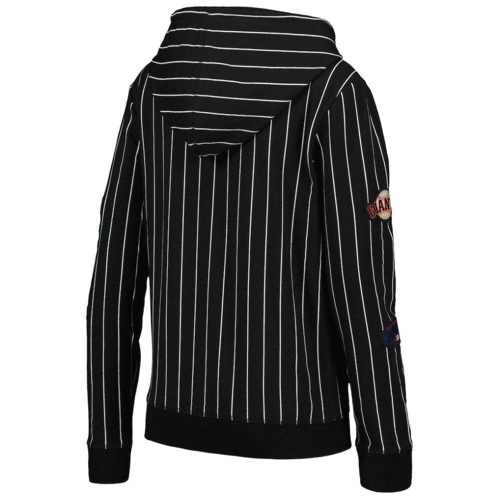 San Francisco Giants Women's Pinstripe Tri-Blend Full-Zip Jacket Black | New Era