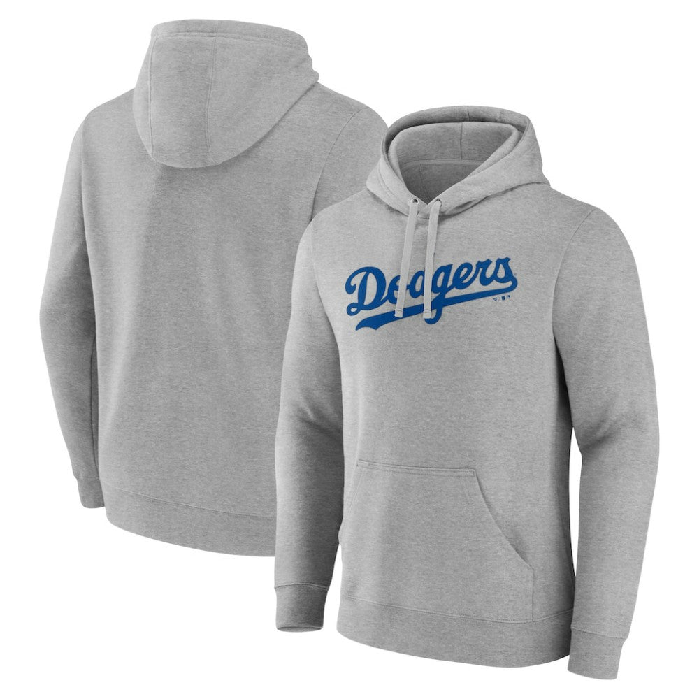 Los Angeles Dodgers Official Wordmark Pullover Hoodie Heather Gray