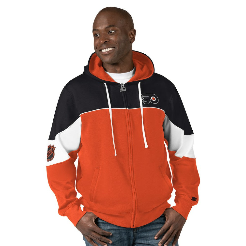 Philadelphia Flyers Starter Power Forward Full-Zip Hoodie Black/Orange