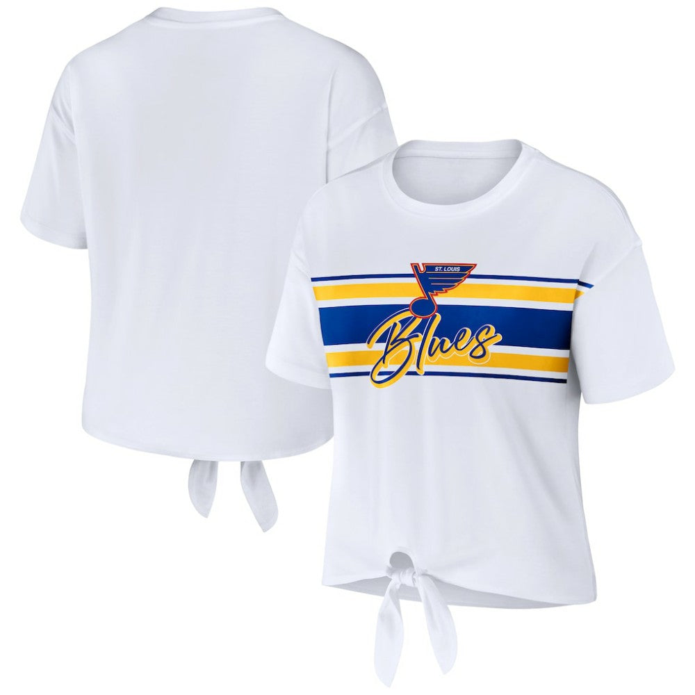St. Louis Blues WEAR by Erin Andrews Women's Front Knot T-Shirt White