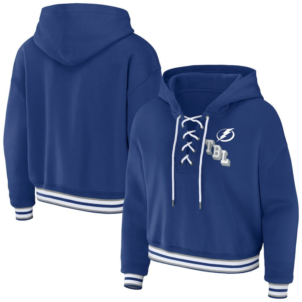 Tampa Bay Lightning WEAR by Erin Andrews Women's Lace-Up Pullover Hoodie Blue