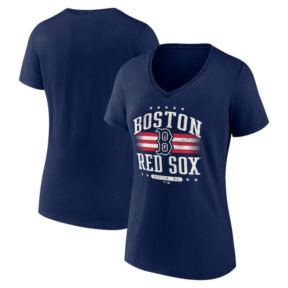Boston Red Sox Women's Americana Team V-Neck T-Shirt Navy