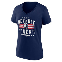 Detroit Tigers Women's Americana Team V-Neck T-Shirt Navy